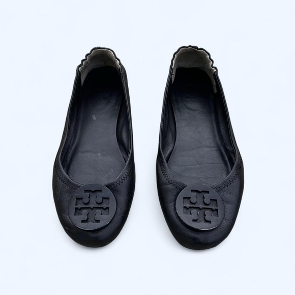 Tory Burch Black Leather Flats Size 8.5 - Picture 1 of 5
